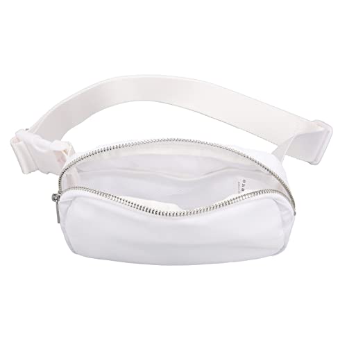 Ongwan Sports Belt Pouch, Large Capacity Adjustable Waist Belt Bag, 60-120cm (White)