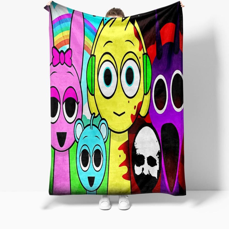 1PC Game Sprunki Throw Blanket Incredibox 3D Printed Soft Fuzzy Nap Blanket Bedspreads All Seasons For Girl Boy Kids Teenagers