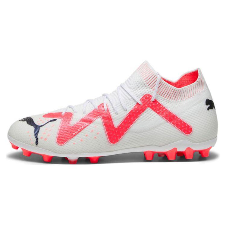 Puma Future Ultimate Round Toe Lace-Up MG (Rubber Short Stud) Artificial Turf Breathable Durable Soccer Shoes Unisex Soccer Shoes White Red 107358-01