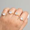 Mondstein-Edelstein-Ring aus massivem 925er-Sterlingsilber, Mondstein-Edelstein-Ring, Silber-Charm-Schmuck, Gelbgold-Ring, Damenring