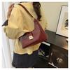 French Vintage PU Leather Underarm Bag for Women Casual Solid Color Shoulder Bag Simple Ladies Crossbody Hobos