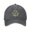 Nautical Anchor Rope Design Baseball Cap Denim Washed Casual Dad Hat Outdoor Adjustable Unisex