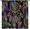 Colorful Dream Catcher Curtains Night Sky Stars Purple Feathers Curtain with Rod Pocket for Bedroom Living Room Decor Drapes