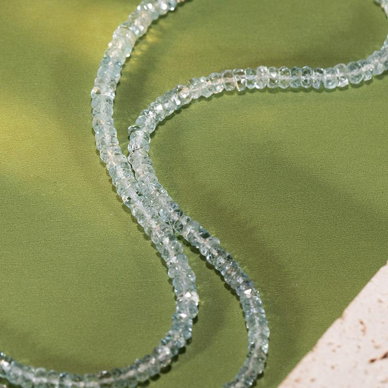 Natural Aquamarine Beaded Necklace Women'S S925 Sterling Silver Accessories Xiaohongshu Wechat Channels Color Treasure Jewelry