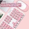 T-WOLF TF770 2.4G Wireless Keyboard Mouse Combo  Punk Round Keycap Comfortable   Typing Wide Compatibility Pink