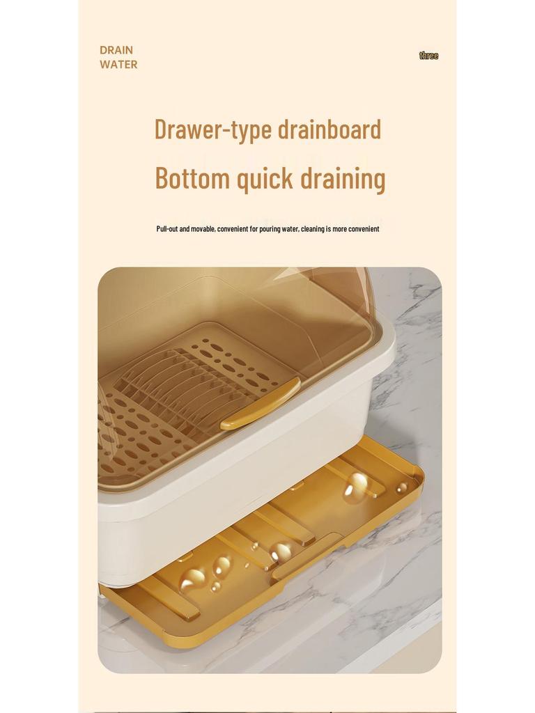 Kitchen Cupboard Dish Rack with Lid and Utensil Holder