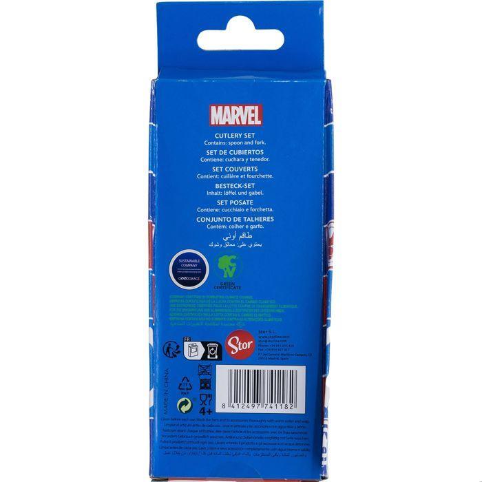Tataway Ensemble 2 couverts enfants Marvel acier inoxydable bleu Avengers Captain America Iron Man bouts arrondis