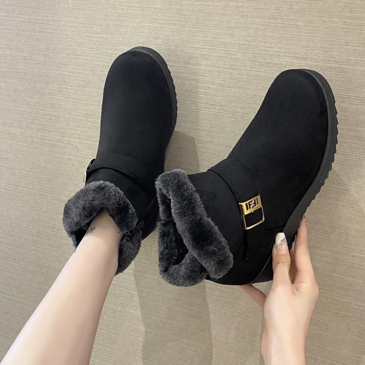 

Women s Winter Snow Boots Warm Fleece Lined Anti-Slip Ankle Boots - Soft Sole Cotton Shoes for Cold Weather 42