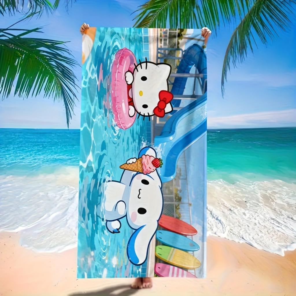 2D Flat Sanrio Beach Towel,1pc,Simple and Elegant,Super Soft Bath Towel Essential for Summer,Suitable for Swimming Pools