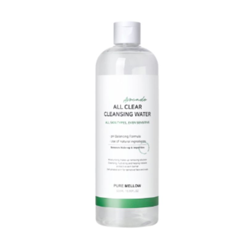 

PURE MELLOW Avocado All Clear Cleansing Water 500ml Gentle Makeup Remover Hydrating Micellar Water Korean Skincare