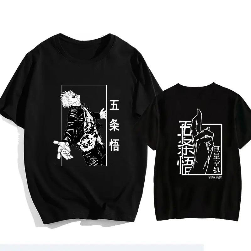 Jujutsu Kaisen Satoru Gojo Unisex Reines Baumwoll-T-Shirt Sommer Anime Print Lässiges Kurzarm-Oberteil für Damen und Herren