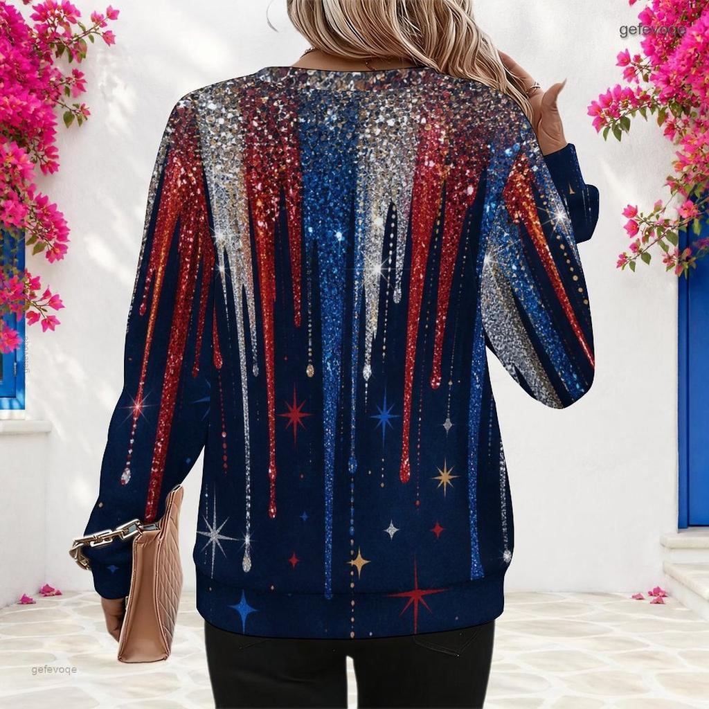 Plus Size Womens Crew Neck Long Sleeve Pullover Soft Loose Casual Daily Street Leisure Sweatshirt