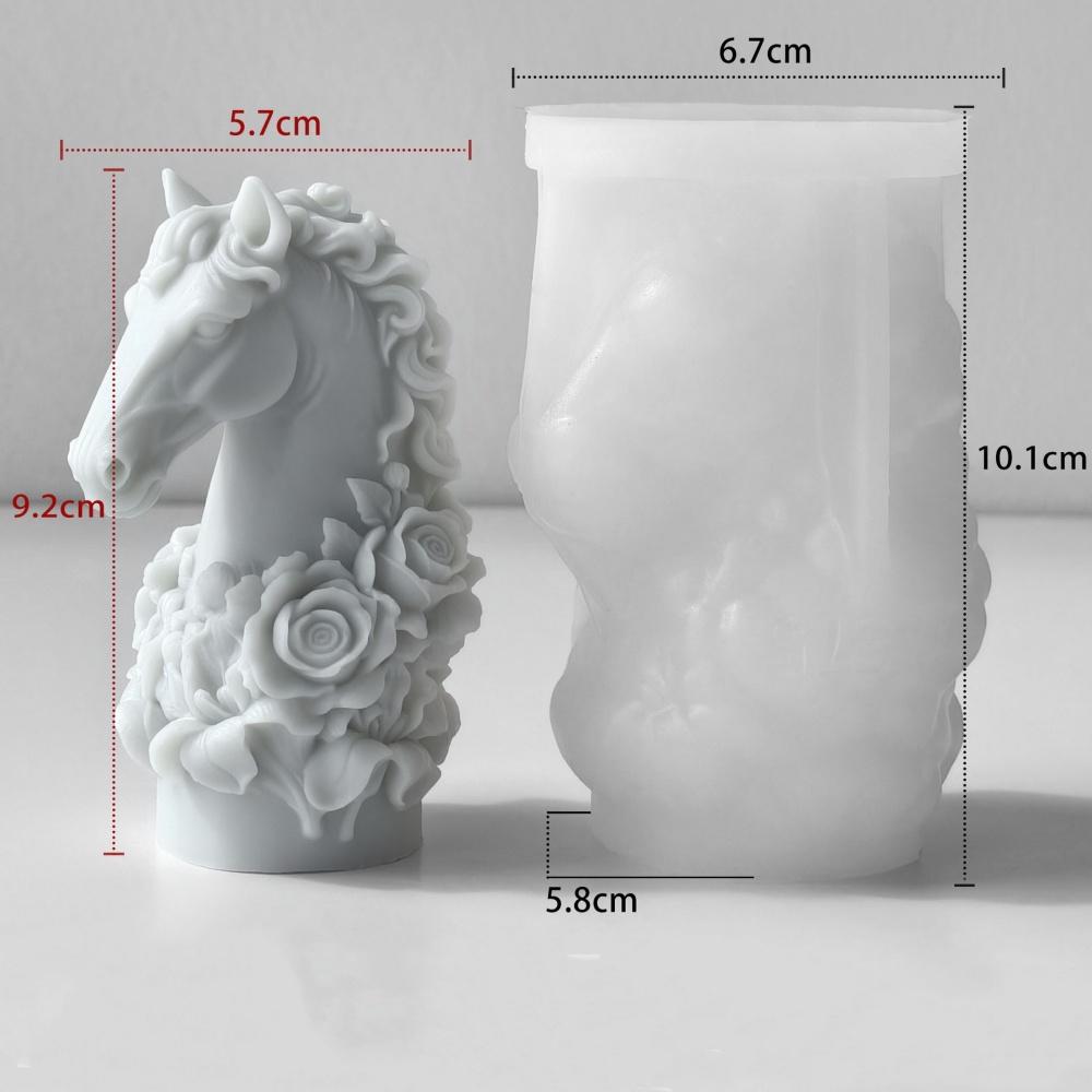 3D Horse Head Silicone Mold DIY Aromatherapy Candle Silicone Mould Horse Roman Column Ornament Epoxy Resin Molds Home Decor