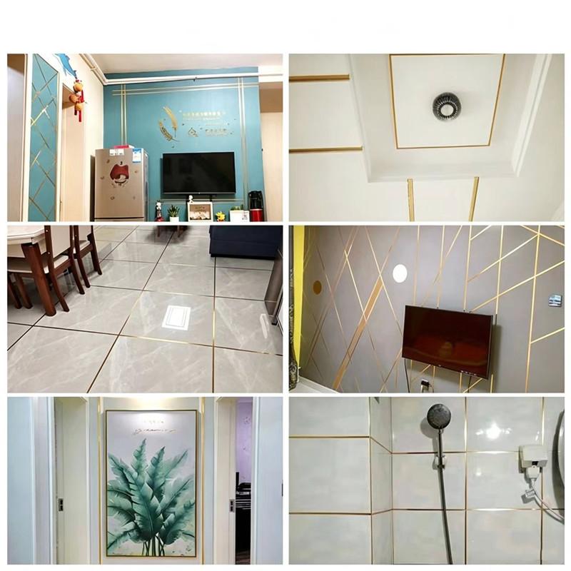 20M Self-Adhesive Tile Sticker Tape Gold Silver Floor Waterproof Wall Gap Sealing Strip Tile Beauty Seam Sticker Home Decor