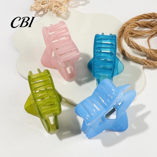 Durable Hair Claw Clip for Women, Transparent with Elastic Stable Teeth, For Short Hollow Star Design Secure Hold Half Ponytail