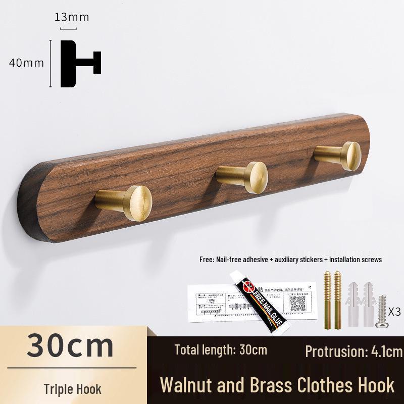 Solid Wood No-Punch Adhesive Coat Rack: Tiered Entryway/Wall/Door Mount Hanger