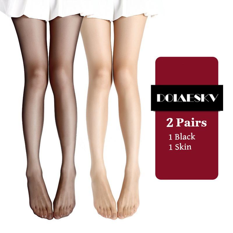 2Pairs 0D Sexy Breathable Tights Open Crotch Transparent Women Pantyhose Ultra-Thin Nylon Tights Stretchy Stockings Female