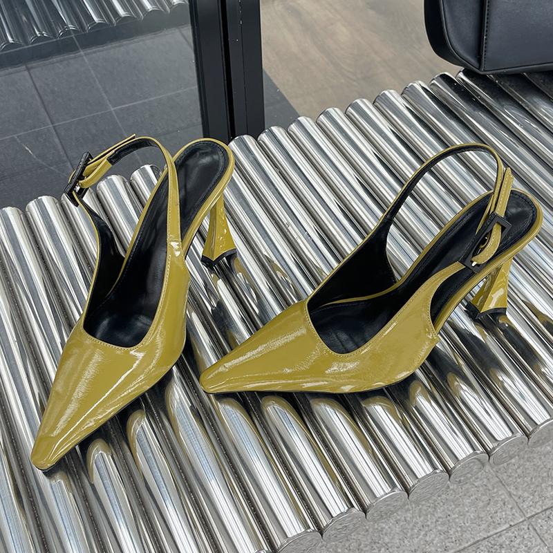 Fashion Leopard Pumps Footwear New Elegant Women Heeled Shoes Fashion Buckle Strap Female Pointed Toe Slingbacks Ladies High Heels Shoes