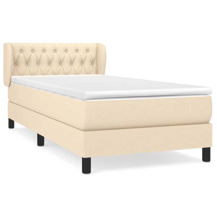 VidaXL Divan Bed with Mattress Cream 100x200 Cm Fabric - Model 3126466