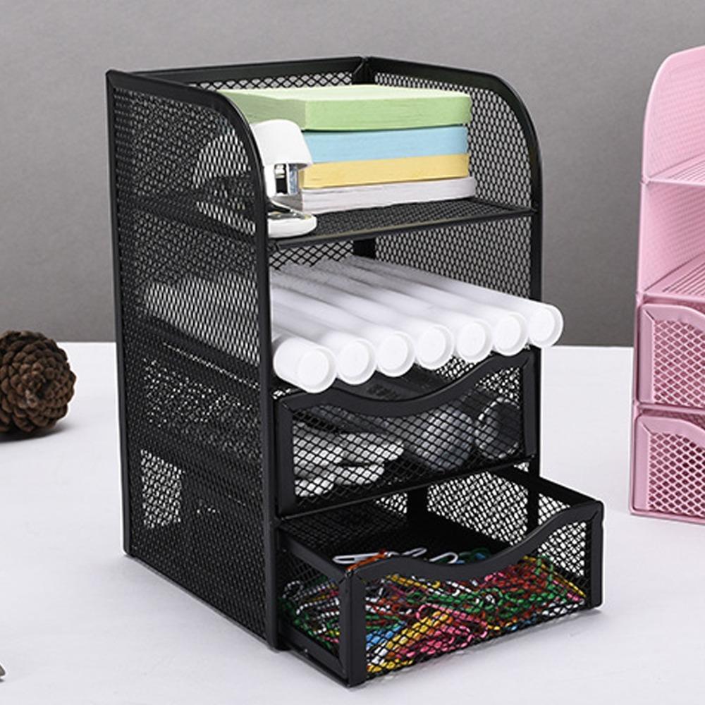 3 Drawers Desk Organizer Metal Stationery Organizer Desk Accessories Organizer  For Office