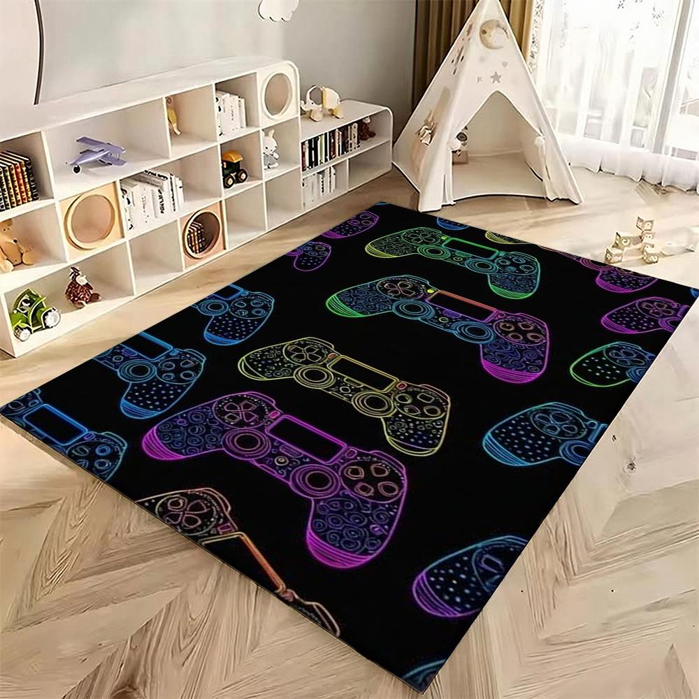 Colorful Game Controllers Patterned Rug Absorbent Nonslip Carpet For Bedroom Kitchen Bathroom Home Decor Halloween Gift