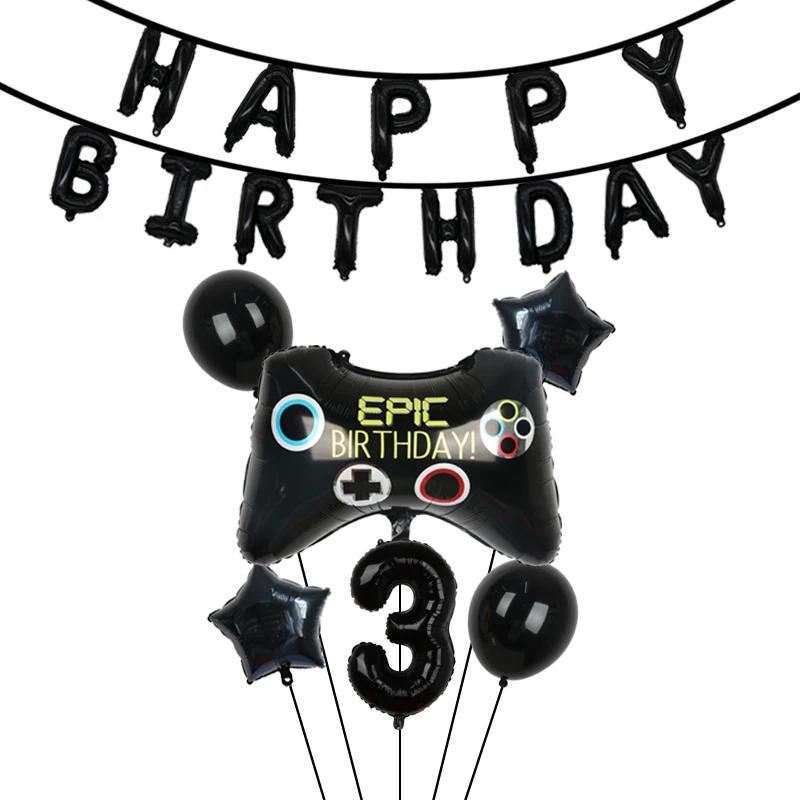 Video Game Party Supplies Set Baby Boy Birthday Party Decoration Happy Birthday Gaming Backdrop Game Table Covers Gamer Balloons