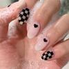 Milky White Pure Desire Checkerboard Wearing Nail Art Finished Fake Nail Nail Art Patch Nail Patch Removable Nail Patch Factory Sales