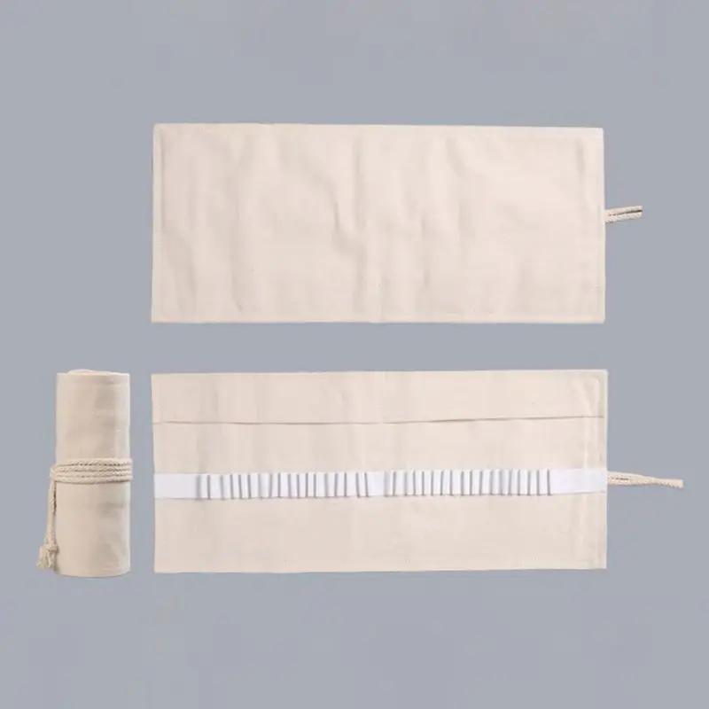 12/24/36 Holes Canvas School Pencil Case Roll Up Pencil Case for Girls Boys Large Portable Pen Bag Box Stationery Pouch Supplies