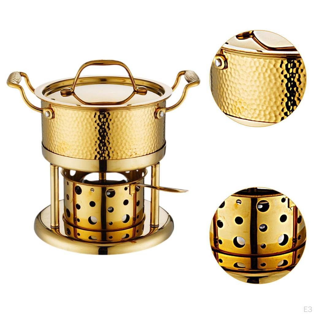 Alcohol Stove Pot Ramen Stainless Steel Kitchen Cookware Shabu Camping Cooker for