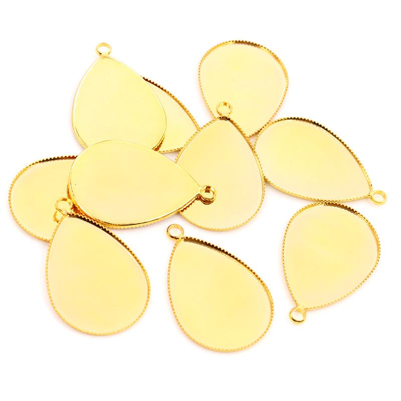 10x14mm 13x18mm 18x25mm  Copper Drop Style Tooth Cabochon Base Cameo Settings for DIY Necklace Jewelry Making Supplies