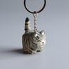Funny Handmade Carved Wooden Cat Keychain Creative Pendant Non-toxic Material Unisex Keyring for Daily Key Organize