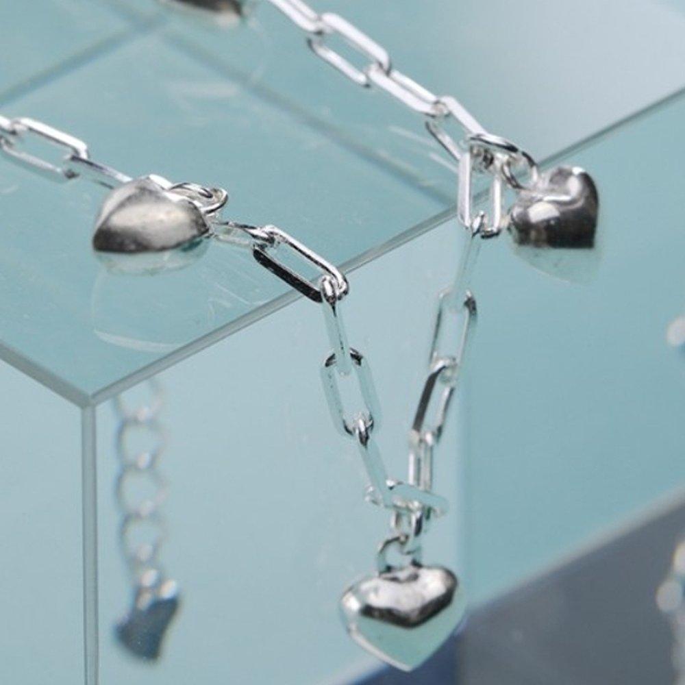 [As Little] Clip Chain Anklet Silver 925 Heart Charm Fashion