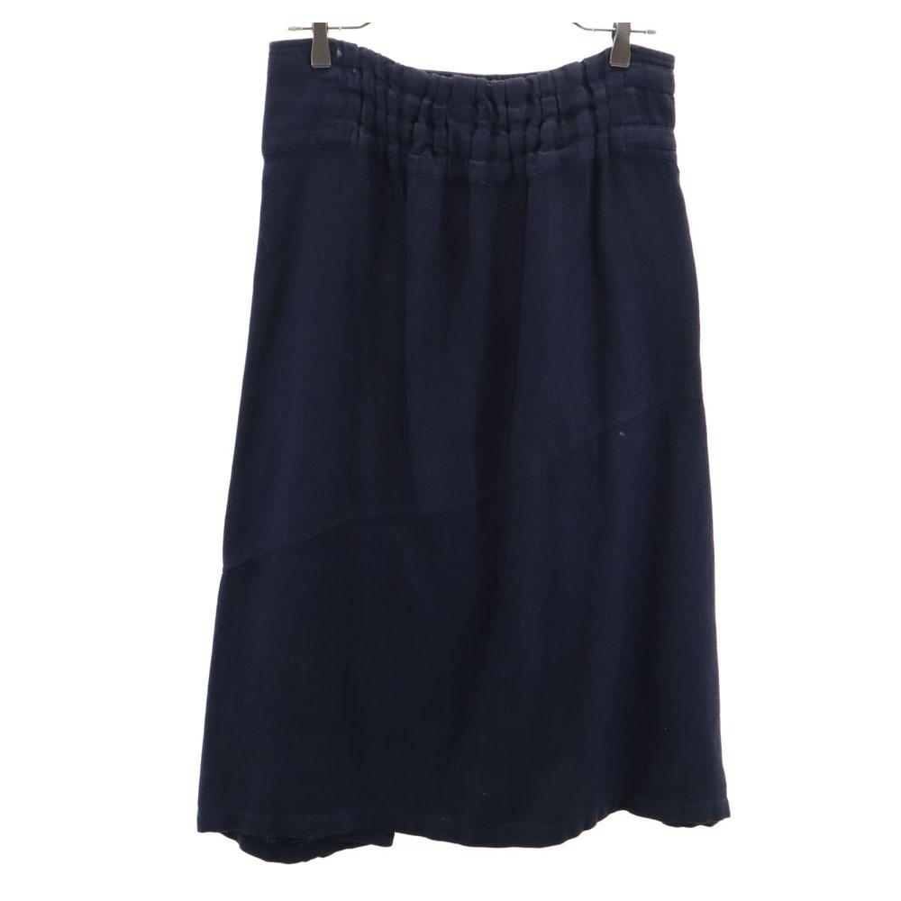 Plantation Made in Japan Linen Blend Long length Wrap skirt M Navy Women Used