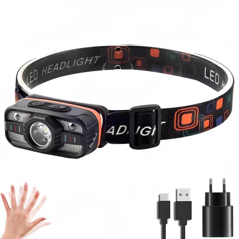 KDULIT Portable LED Headlamp USB Rechargeable Light with Built In Battery Waterproof Fishing Head Torch Outdoor Camping Lantern