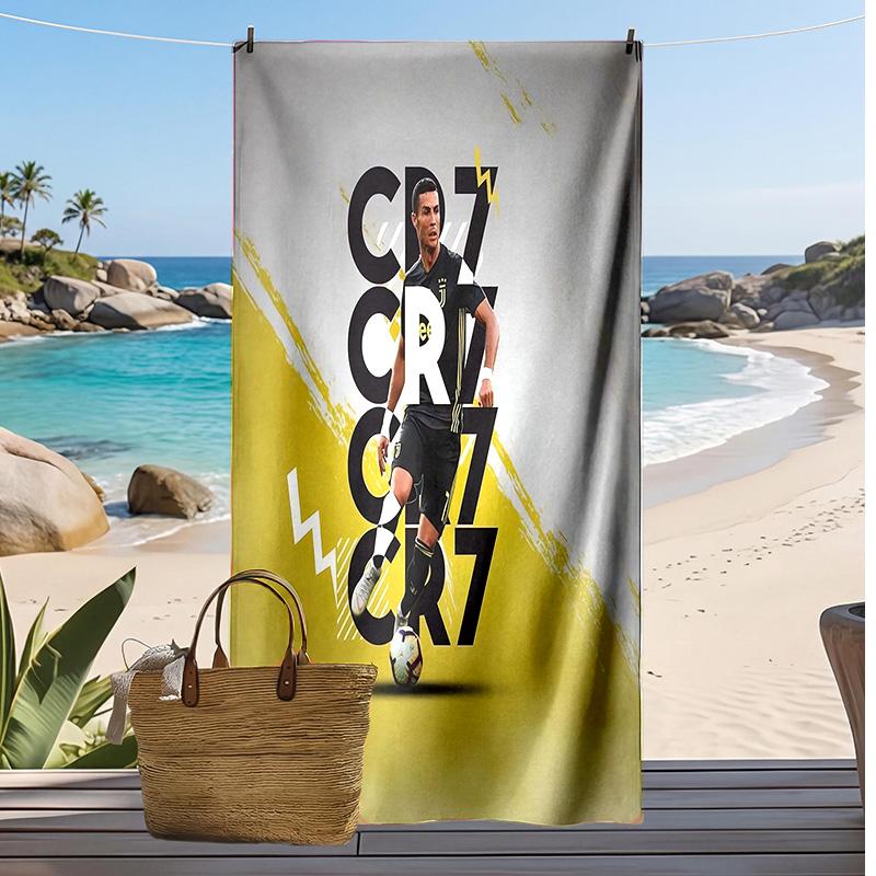 Cristiano Ronaldo Printed Beach Towel Quick Dry Soft TowelPortable Large Rectangular Beach Blanket for Travel Swimming Pool