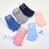 Children's Winter Warm Cartoon Gloves - Thickened, Five-Finger, Cute Rabbit & Little Bear Design, Cold-Proof for Boys & Girls