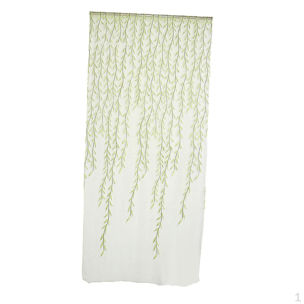 

1 Piece Twig Print Window Curtains Decorative Drape Screen Panels Gauze Curtain, Green and ,