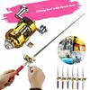 Pocket Telescopic Fishing Tackle Rod Aluminum Alloy Fiberglass Pole Reel