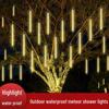 Outdoor Waterproof Solar LED Meteor Shower Lights: Colorful Hanging Tree Decoration for Street and Landscape Atmosphere