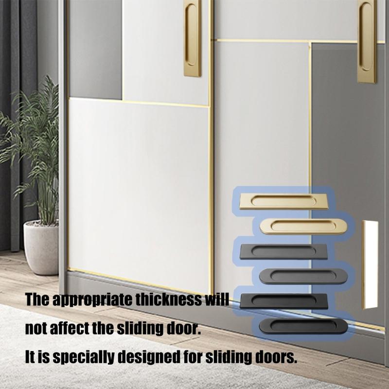 4pcs Auto Adhesive Sliding Door Handle Modern Aluminum Alloy Sliding Door Pulls for Cabinets Furniture
