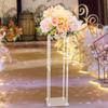Elegant Clear Acrylic Wedding Centerpiece Stand,Rectangular Flower Display Vase,Tall Tabletop Decor,Crystal-Like Column Pillar