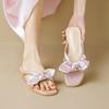 Flat slippers women's outer wear bow beach vacation sandals large size women's shoes