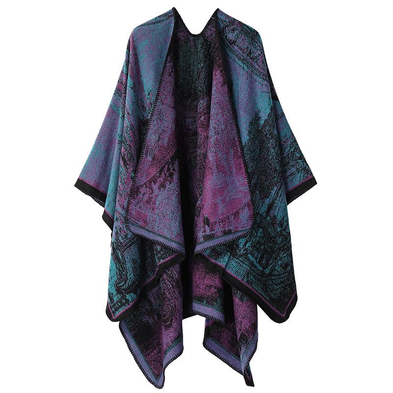 Autumn & Winter Imitation Cashmere Knitted Shawl - Artistic Travel-Ready Cape