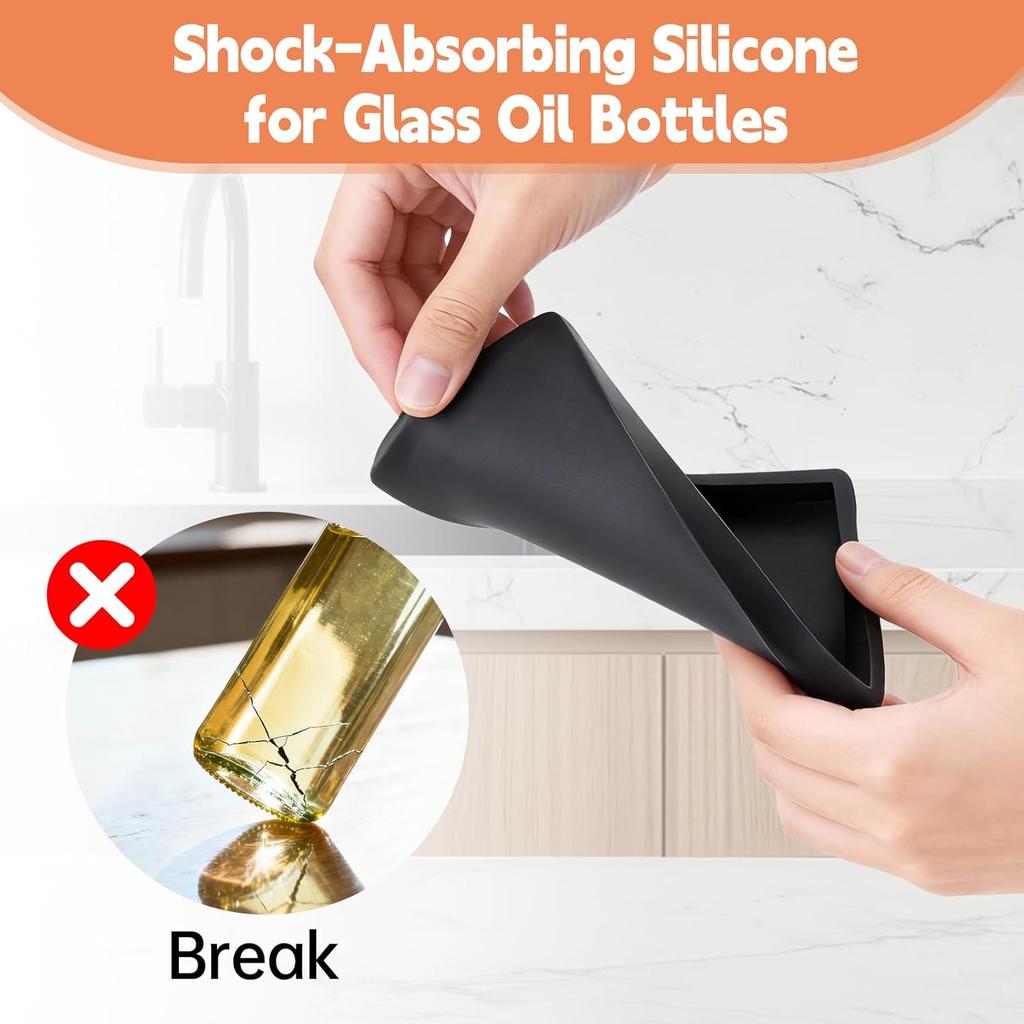 Oil Tray Kitchen Counter, Kitchen Tray for Oil Bottle, Made of Soft Silicone, Protect Bottles from Cracks and Scratches, Smooth, Easy to Clean, Keeps