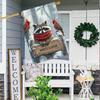 1pc, Welcome Winter Scarf Raccoon Red BishopDouble-sided Garden Flag Yard Decoration, Outdoor Decoration, Lawn Decoration, Flag Only