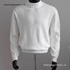 Herren Weißer Gerippter Rollkragenpullover - Herbst/Winter Lazy Style, Gestrickt, Gerade Schulter, Hohe Dehnbarkeit