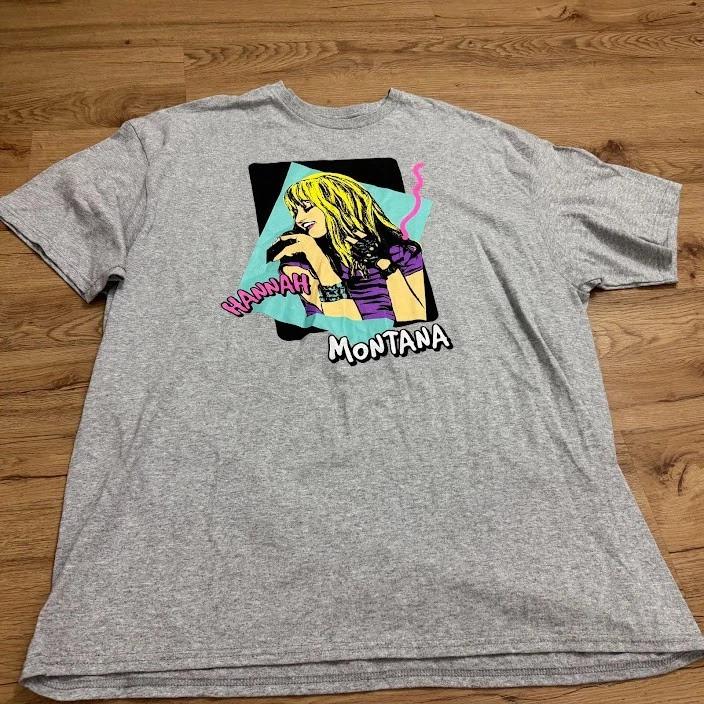 Vintage Style Disney HANNAH MONTANA Miley Cyrus T-shirt Adult Size 2XL XXL GRAY XL