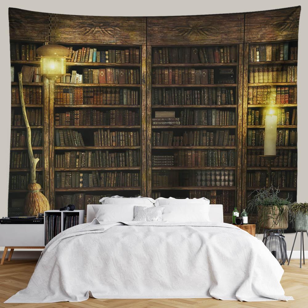 Home Decor Magic Vintage Bookshelf Tapestry Tapestry Bedspread Home Wall Decor Bohemian Witchcraft Bedroom Decor 230x180cm