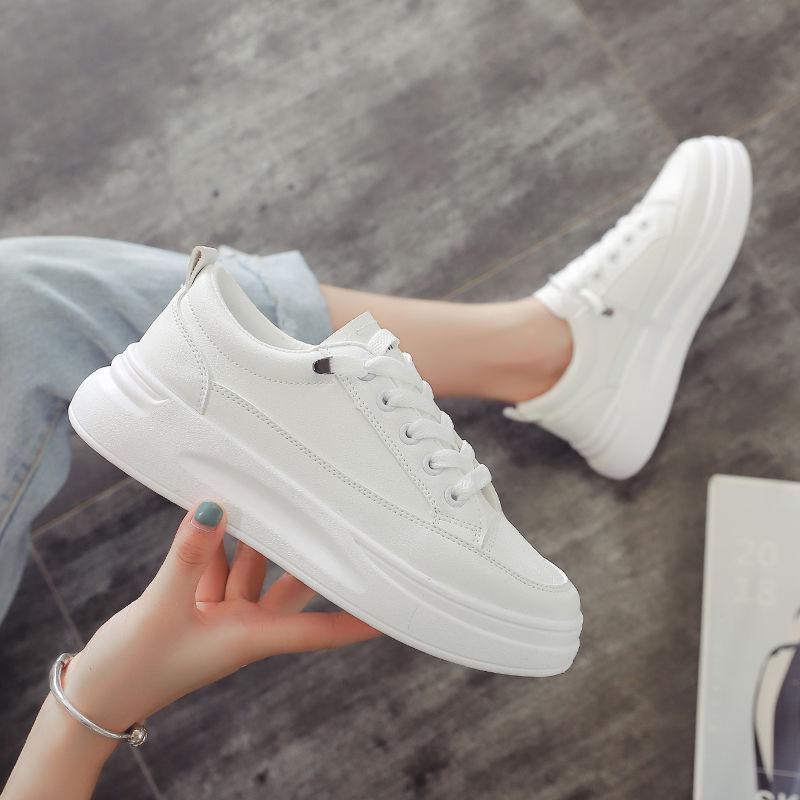 2025 Spring Women's White Korean Style Platform Sneakers – Versatile Height-Increasing Casual Shoes