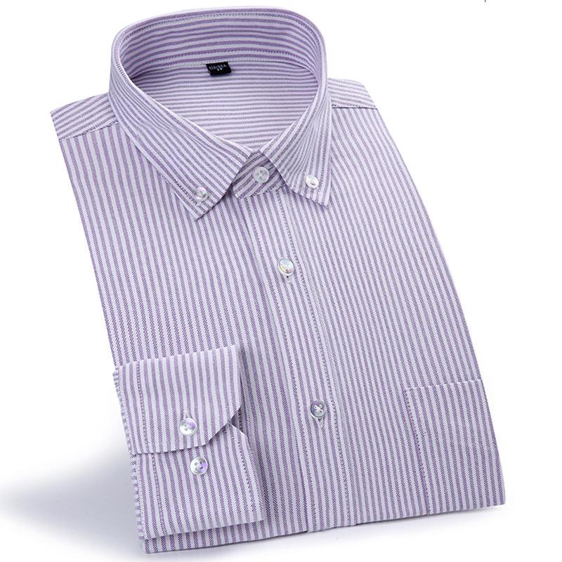 Camicia Oxford 100% Cotone da Uomo Manica Lunga Casual Business Vestibilità Regolare Camicie Eleganti Camicetta Sociale Abbigliamento Maschile S-5XL